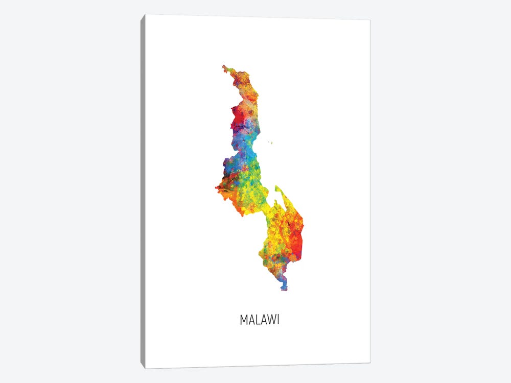 Malawi Map by Michael Tompsett 1-piece Canvas Art Print
