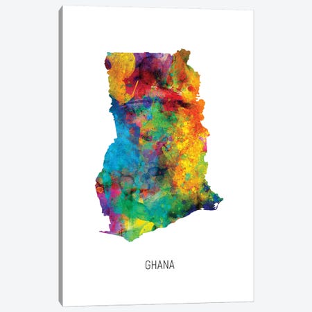 Ghana Map Canvas Print #MTO2744} by Michael Tompsett Canvas Wall Art