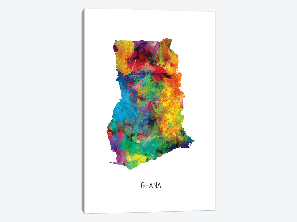 Ghana Map by Michael Tompsett 1-piece Canvas Art
