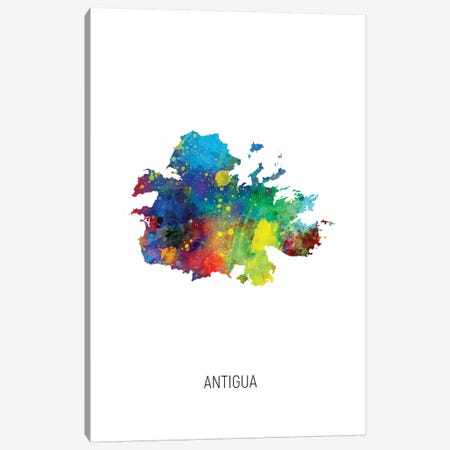 Antigua Map Canvas Print #MTO2745} by Michael Tompsett Canvas Artwork