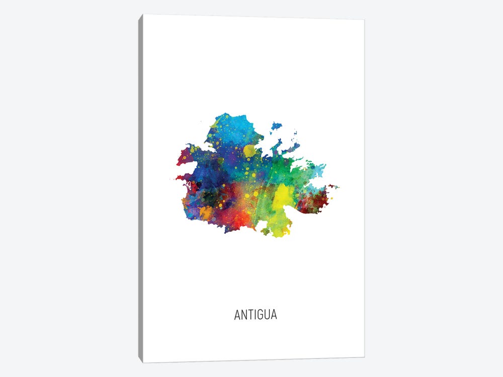 Antigua Map by Michael Tompsett 1-piece Canvas Art Print