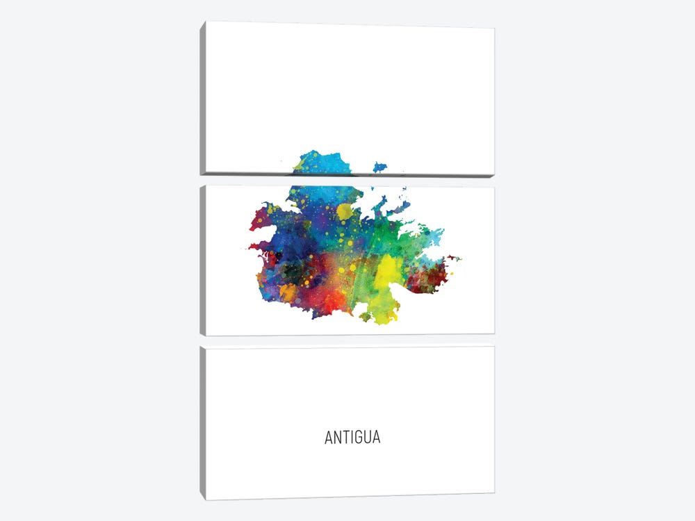 Antigua Map by Michael Tompsett 3-piece Art Print