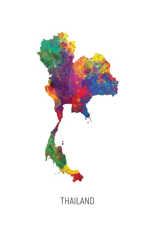 Thailand Map by Michael Tompsett canvas print