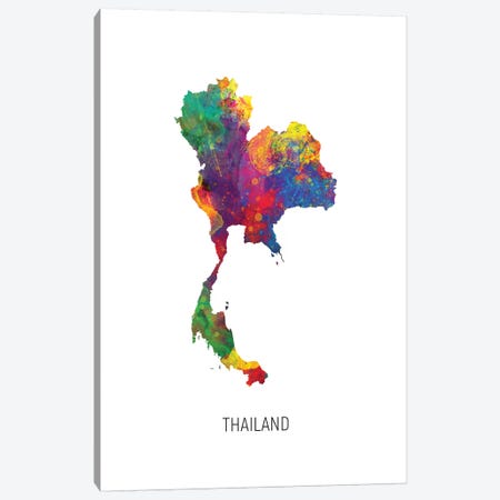 Thailand Map Canvas Print #MTO2746} by Michael Tompsett Canvas Art