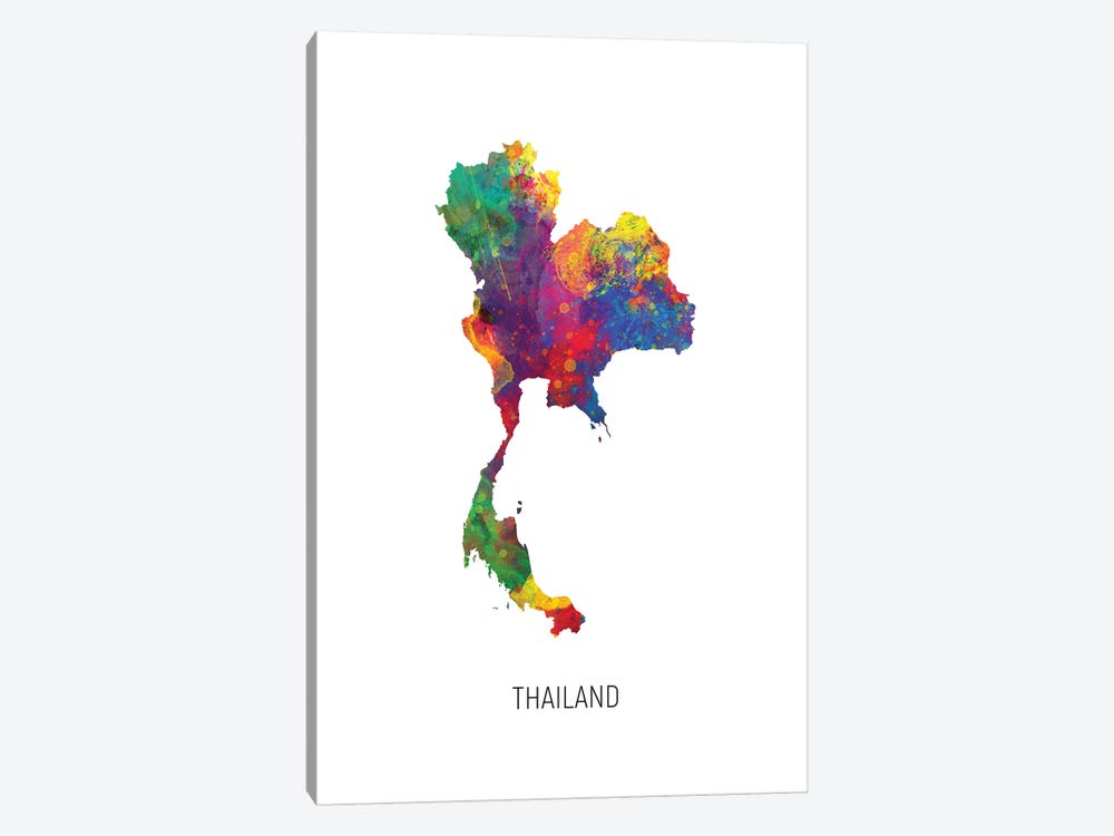 Thailand Map by Michael Tompsett 1-piece Canvas Wall Art