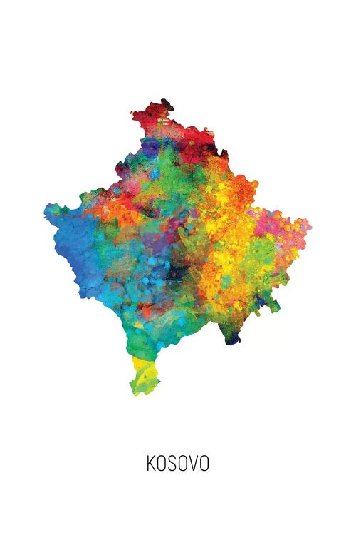 Kosovo Map by Michael Tompsett wall art