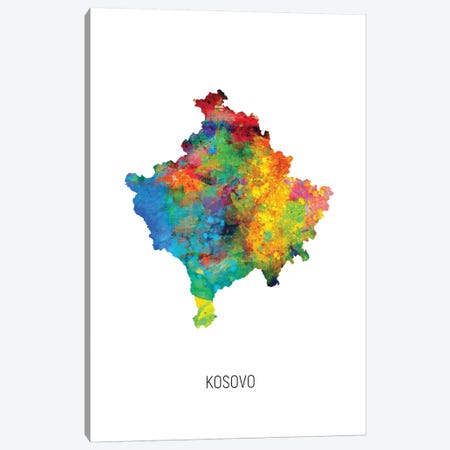 Kosovo Map Canvas Print #MTO2748} by Michael Tompsett Art Print
