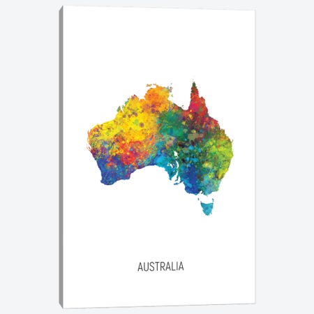 Australia Map Canvas Print #MTO2749} by Michael Tompsett Canvas Art Print