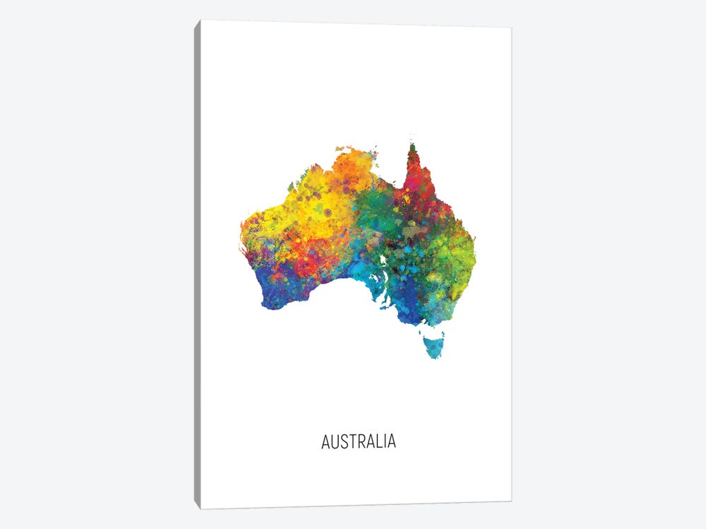 Australia Map by Michael Tompsett 1-piece Canvas Art Print