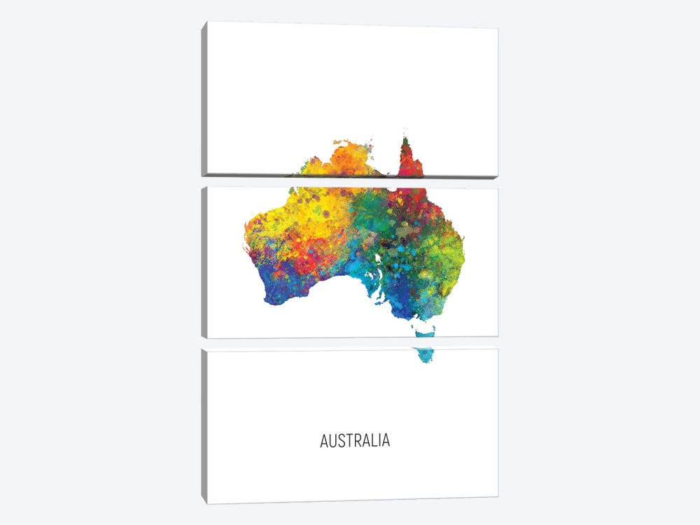 Australia Map by Michael Tompsett 3-piece Art Print