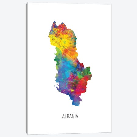 Albania Map Canvas Print #MTO2750} by Michael Tompsett Canvas Art