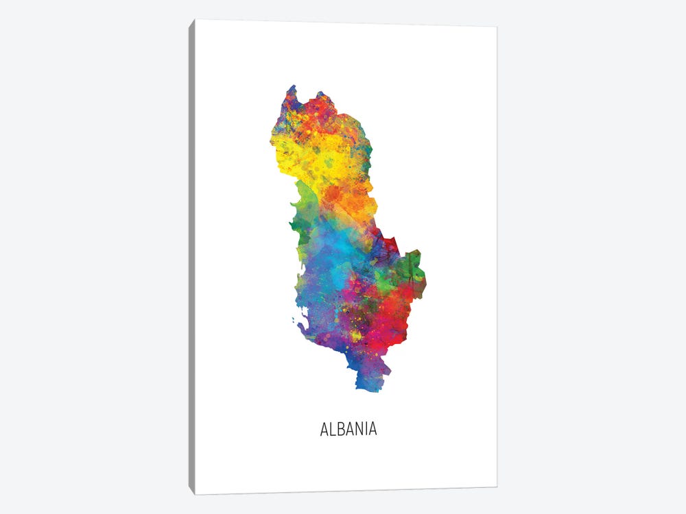 Albania Map by Michael Tompsett 1-piece Canvas Art Print