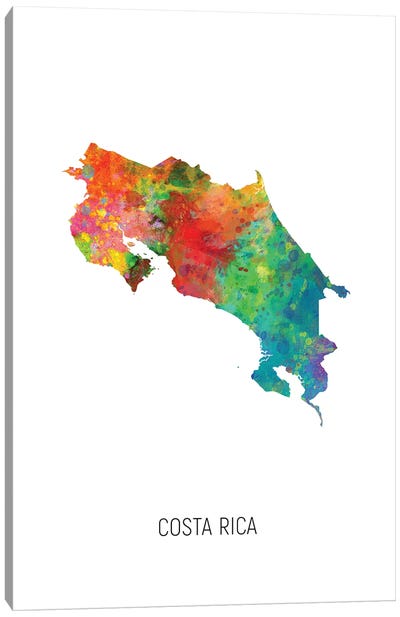 Costa Rica Map Canvas Art Print - Central America
