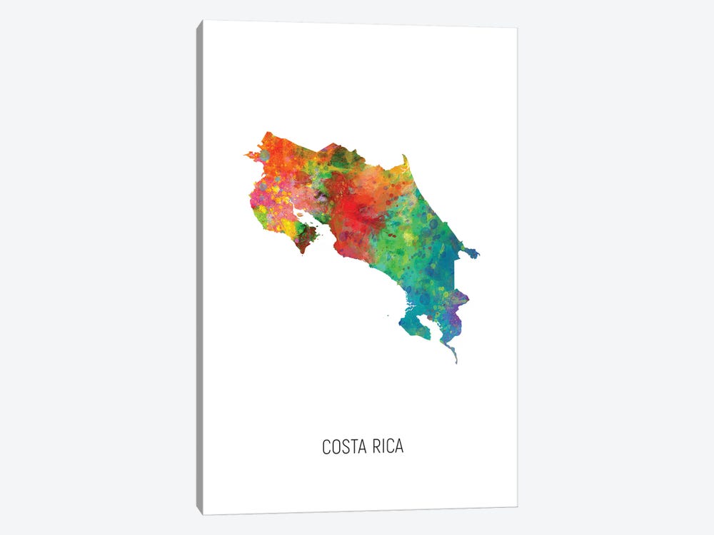Costa Rica Map by Michael Tompsett 1-piece Canvas Wall Art