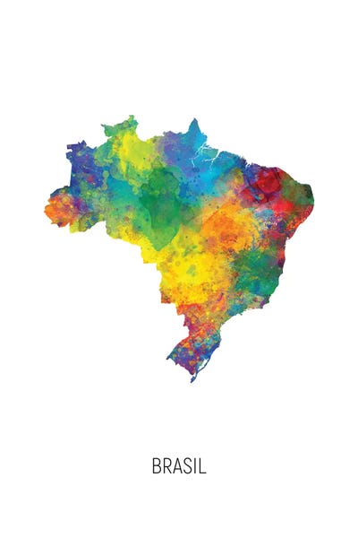 Brasil Map by Michael Tompsett canvas print
