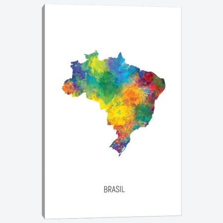 Brasil Map Canvas Print #MTO2754} by Michael Tompsett Canvas Art Print
