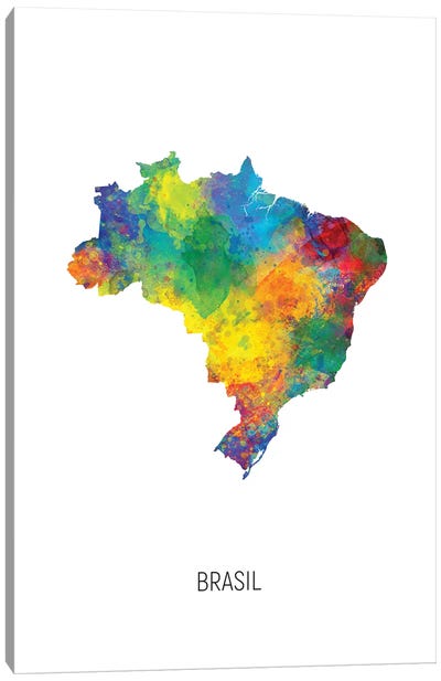 Brasil Map Canvas Art Print - South America Art
