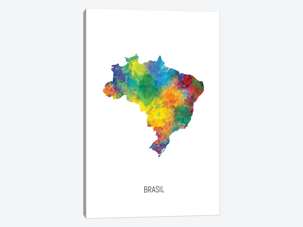 Brasil Map by Michael Tompsett 1-piece Art Print