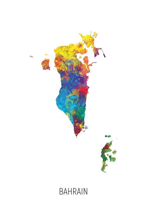 Bahrain Map by Michael Tompsett wall art