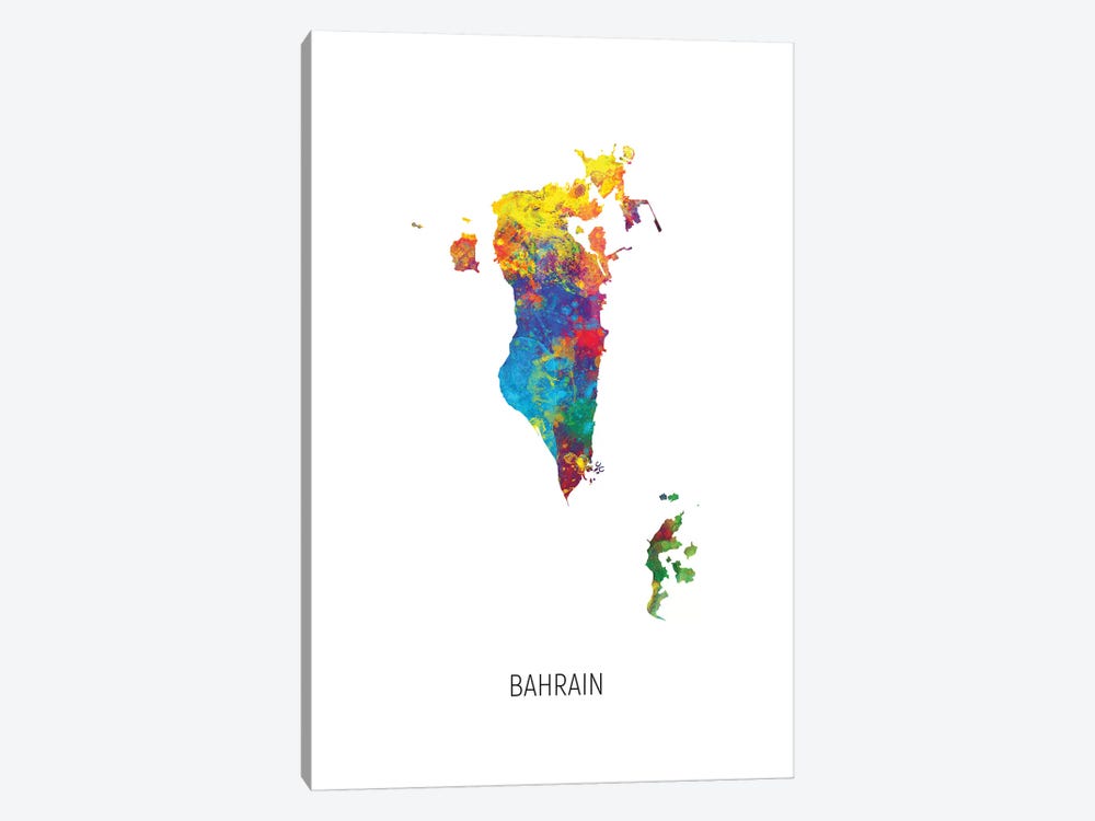 Bahrain Map by Michael Tompsett 1-piece Canvas Art