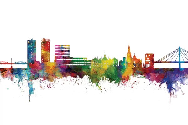 Sweden: Umea Sweden Skyline Color by Michael Tompsett