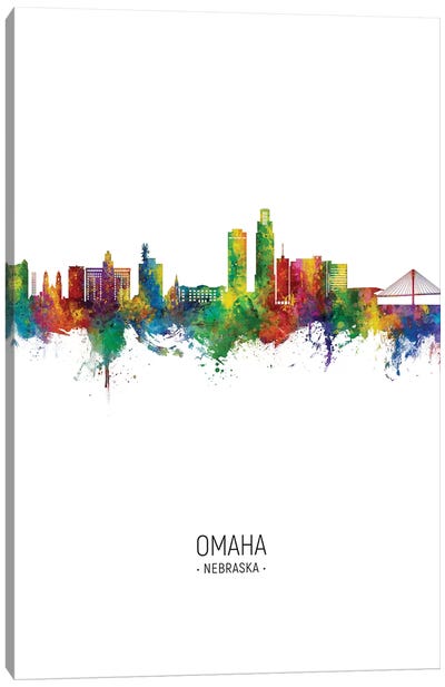 Omaha Nebraska Skyline Portrait Canvas Art Print - Omaha Art