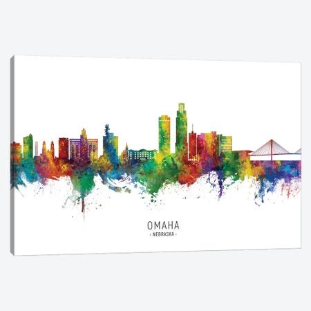 Omaha Nebraska Skyline City Name Canvas Print #MTO2760} by Michael Tompsett Canvas Print