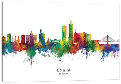 Omaha Nebraska Skyline City Name Canvas Art Print - Omaha Art