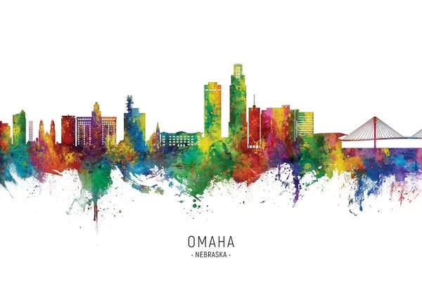 Nebraska: Omaha Nebraska Skyline City Name by Michael Tompsett