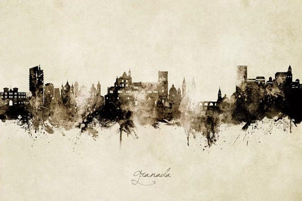 Granada: Granada Spain Skyline Vintage by Michael Tompsett
