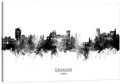 Granada Spain Skyline Name Bw Canvas Art Print - Spain Art