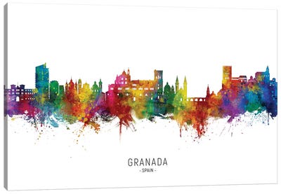 Granada Spain Skyline City Name Canvas Art Print - Spain Art