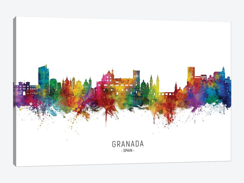 Granada Spain Skyline City Name by Michael Tompsett 1-piece Art Print