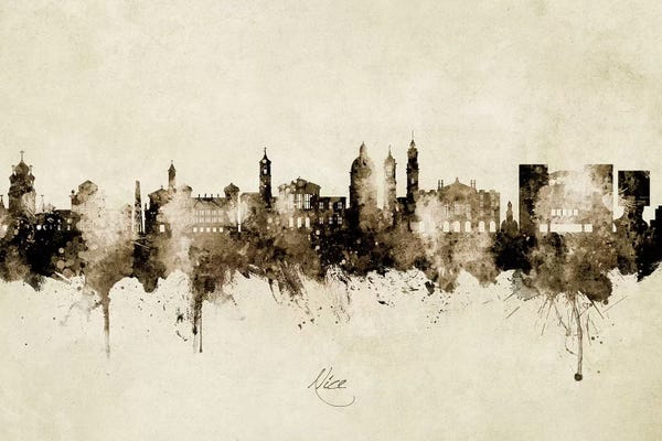 Alpes-de-Haute-Provence: Nice France Skyline Vintage by Michael Tompsett