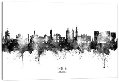 Nice France Skyline Name Bw Canvas Art Print