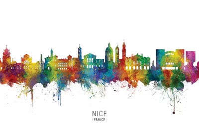Nice France Skyline City Name by Michael Tompsett art print