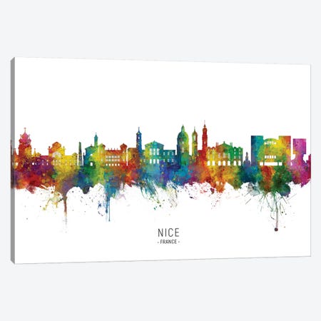 Nice France Skyline City Name Canvas Print #MTO2770} by Michael Tompsett Canvas Artwork