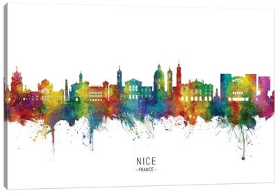 Nice France Skyline City Name Canvas Art Print