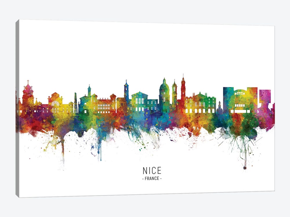Nice France Skyline City Name by Michael Tompsett 1-piece Canvas Print