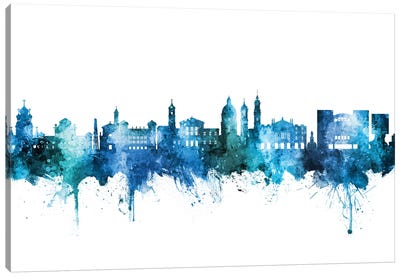 Nice France Skyline Blue Teal Canvas Art Print
