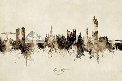 Nantes France Skyline Vintage by Michael Tompsett canvas print