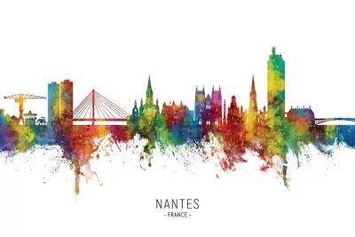Nantes France Skyline City Name by Michael Tompsett canvas print