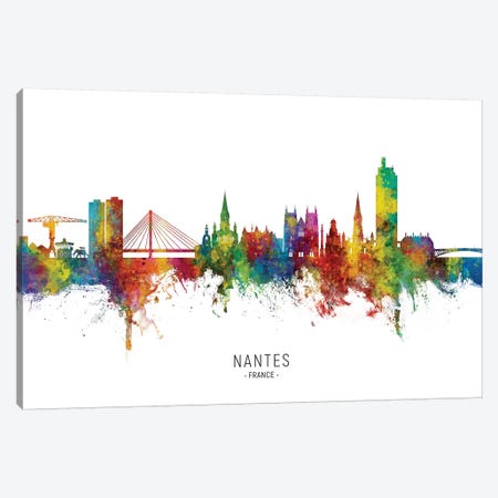 Nantes France Skyline City Name Canvas Print #MTO2775} by Michael Tompsett Canvas Print