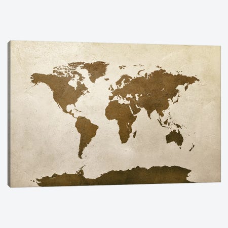 ﻿World Map Brown Canvas Print #MTO2777} by Michael Tompsett Art Print