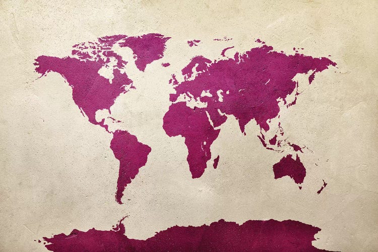 World Map Hot Pink