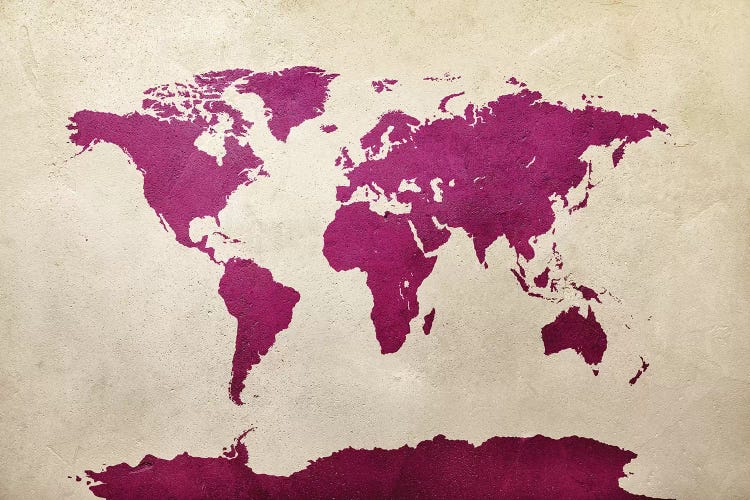 World Map Hot Pink by Michael Tompsett wall art