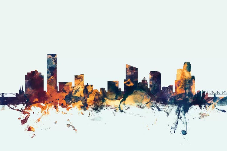 Grand Rapids, Michigan, USA On Blue by Michael Tompsett wall art