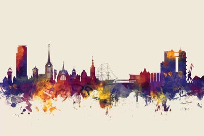 Halmstad, Sweden On Beige by Michael Tompsett canvas print