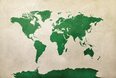 World Map Green by Michael Tompsett multi panel art