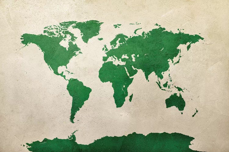 World Map Green by Michael Tompsett wall art